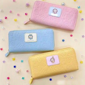 Bandai | jiyi Long Wallet Kawaii Card Holder Embossed PU Leather Purse Usagi Hachiware Zipper Pouch Student Gift New Accessory