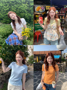 Korean Style Versatile Short Sleeve round Neck T-Shirt Womens Thin Multi-Purpose Top Summer Fashion Layering Essential