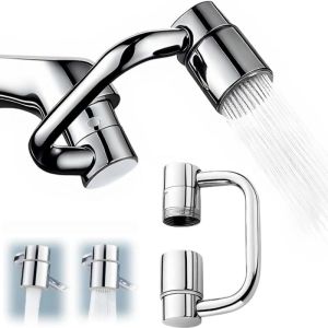 1080° Swivel Faucet ExtenderU Shaped Alloy Sink Aerator 2 Mode Splash Water Filter ExtensionKitchen Bathroom Spray Attachment