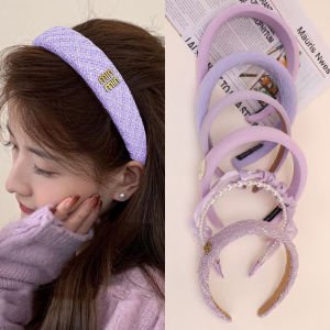Purple Series Sponge Headband for Woman Elegant Temperament Wide Brim Hair Band Fashion Girl Makeup Headband Hair Accessories