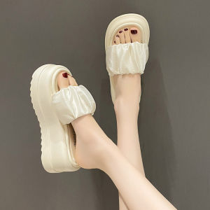 Trendy Thick Bottom Sandals Womens Summer Outdoor Beach Shoes High Heel Platform Slip-On PU Leather Korean Style Flat Sandals
