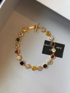 Dopamine Metal Colored Zircon Pearl Bracelet for Women Autumn Winter Layering Lightweight Luxury Elegant High-End Feeling