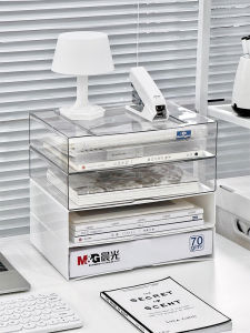 Acrylic Office File Organizer Multi-Layer Document Storage Box Desk Book Stand Organizer Rack Plastic Stationery Business Supplies