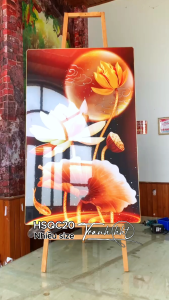 Tranh hoa sen 3d trang trí tường Tranh hoa sen cá chép hồn sen phát lộc tráng gương treo tường HSQC20