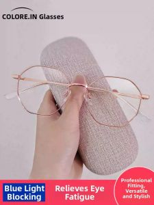 Colore.in | Anti-Blue Light Radiation Protection Glasses Frame for Women Golden Wire Multilateral Fashion Prescription Ready Frames
