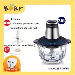 Bear 2.5L Meat Grinder Electric Stainless Steel Small Minced Meat Minced Vegetables Mixier Garlic Mash Cooking Machine QSJ-C04B1