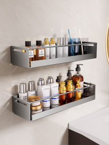 Bathroom Wall Mounted No Drilling Shelf Toilet Storage Rack Washroom Organizer Space Saving Shower Bathroom Countertop Holder