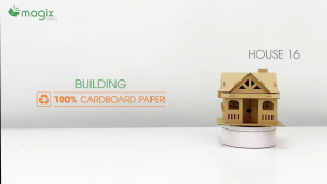 MFK07P - 14x13x12 cm - Mô hình ngôi nhà lắp ráp từ bìa carton cao cấp nhà giấy carton mini sáng tạo