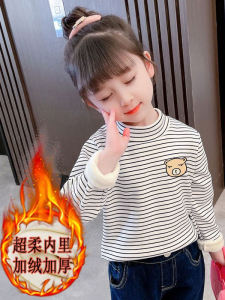 Thickened Winter Cartoon Sweatshirt for Girls Half High Collar Pullover Korean Style Polyester Fiber Autumn Winter Kids Clothes