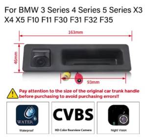 Camera Lùi Chống Nước Tầm Nhìn Ban Đêm Dành Riêng Cho BMW 3/5 Series X5 X6 E60 E70 E90 Lắp Đặt Trên Tay Nắm Cửa Cốp Sau Chất Liệu ABS.
