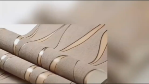 Wallpaper Dinding Ruangan Kamar Stiker Dekorasi Rumah Motif Gelombang Cream Ukuran 45cmx8m