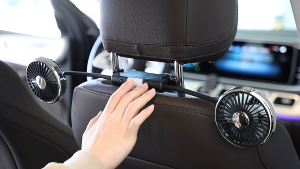 Quạt Ô tô Đôi Gắn Lưng Ghế Ống Dẻo Xoay 360 công suất 10W