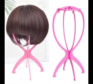 Folding Wig Stand Plastic Portable Hat Display Stand Adjustable Durable Barbershop Fashion Model Holder Home Salon Use