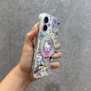 ZhiGe  16 Series Full Screen Three Lillies Glue Picture Shockproof Laser Cutout Magnetic Stand Cover Cute Simple Ins Style