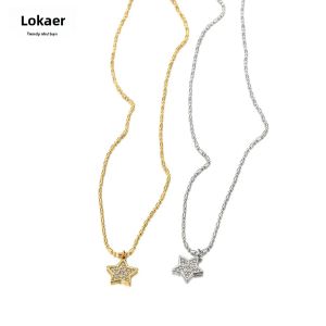 Lokaer Nữ Thời Trang Kim Cương Giả Mặt Trăng Sao Trái Tim Mặt Dây Bằng Thép Không Gỉ Zircon Chống Thấm Nước Hàng Ngày Trang Sức N25058