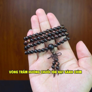 Vòng tay trầm hương chuỗi 108 hạt sánh chìm đeo tay nam nữ Trầm Hương Hà Xá