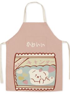 Pocket Adult Fabric Sleeveless Apron Cartoon Cute Kitchen Housework Fashion over the Knee Cleaning Antifouling