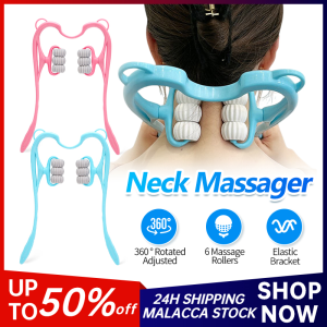 Manual Cervical Spine Massager 6-Wheel Handheld Neck Shoulder Self-Massage Point Therapy Pain Relief Roller Massage Tool