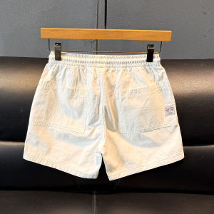 กางเกงขาสั้นชายผ้าฝ้ายแท้เอวยางยืด ทรงหลวม กางเกงขาสั้นชายหาด กางเกงขายาวลำลอง ทรงหลวม สำหรับผู้ชาย ฤดูร้อน 2025