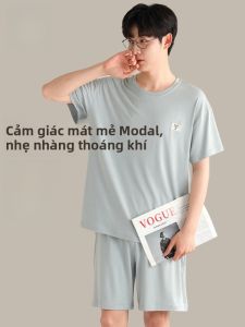 MiiOW | Bộ đồ ngủ Modal mùa hè cho nam tay ngắn quần short rộng rãi thoáng khí mặc ở nhà thoải mái thoáng khí