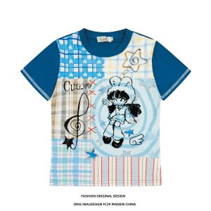 Áo Thun Tay Ngắn Họa Tiết Hoạt Hình Vẽ Tay Phong Cách Mỹ FC29 Dành Cho Nữ Mùa Hè Thiết Kế Ôm Vừa Vặn Ngắn Y2K Áo Thun Cotton