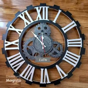 Đồng Hồ Treo Tường Bằng Gỗ Phong Cách Châu Âu Sang Trọng Size Lớn (Tặng kèm pin)