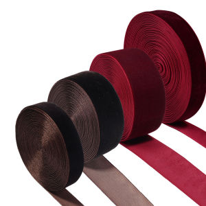 5-10Yards/Roll Velvet Ribbons Wine Red Black Color Single Face Flocking Webbing For DIY Christmas Crafts Wrapping Decoration