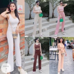 MF091  เซตเสื้อครอปกางเกงขายาว เสื้อแขนกุด + กางเกงขายาว เอวสม้อกหลัง แต่งเชือกผูกโบว์ งานผ้ายืดลายนูน ทรงสวยใส่แล้วพอดีตัว ใส่ได้ทุกโอกาสเลยชุดนี้ พร้อมส่ง   เนื้อผ้า : ผ้ายืด  สี :: ขาว ชมพู ครีม น้ำตาล ส้ม  ขนาดเสื้อ :: รอบอก 32-34 ยาว 14 นิ้ว ขนาดกางเ