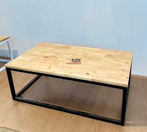 โต๊ะกลางขาเหล็กแท้ ไม้แท้