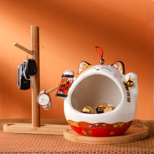 Modern Minimalist Ceramic Cat Key Storage Tray Home Decorative Accessories Moving Gift Entrance Hallway Shelf Organizer