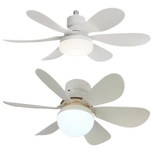 E26/27 Socket Fan LED Light Ceiling Fans with Lights Dimmable 40W/30W Light Bulb Fan 3 Speeds Timing for Bedroom Kitchen