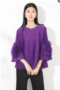 Pleated Loose Plus Size Crew Neck T-Shirt: The Perfect Casual All-Match Women's Fashion