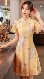 La Boutique.1996 - (CÓ SẴN) Sườn xám cách tân tay bèo bigsize 75kg - 85kg