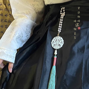 Womens Ethnic Style Waist Accessory Tassel Embellished Chinese Ancient War Robe Jade Pendant Fashionable Traditional Gown