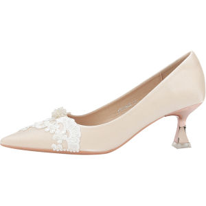 รองเท้าแต่งงานส้นสูงแบบฝรั่งเศส รองเท้าแต่งงานแบบสวมหัวแหลม รองเท้าส้นกลาง รองเท้าส้นบาง รองเท้าแต่งงานแบบทำมือ รองเท้าแต่งงาน