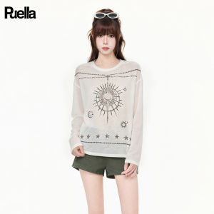 puella | Design Print Semi-See-Through Long Sleeve Sun Protection Blouse