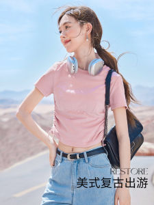 Pink Short Sleeve T-Shirt Womens Summer Fashion Design Sensation Regular Shoulder Fit Cotton Polyester Blend Casual Top