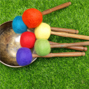 Tibet Himalaya Bowl Mallet Professional Sound Therapy Bowl Stick Sound Bowl Knock Stick Wool Felt Sound Bowl Hammer Nepal Handmade Full Moon Bowl Buddha