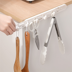 ตัวข้างผนังแบบยืดหยุ่นสำหรับติดเสื้อผ้าในครัวและห้องน้ำ ไม่ต้องเจาะรู ที่แขวนอุปกรณ์จัดระเบียบ