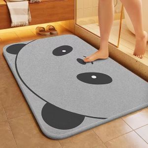 VIKAMA Minimalist Line Cat Diatom Mud Bathroom Mat Quick-Dry Non-Slip Shower Mat Water-Absorbent Entryway Mat Home Decor