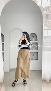 Sora Skirt Top Bawahan Rok Wanita Dewasa Fashion Muslim Remaja Kekinian Casual Daily Matt Linen Rami Premium
