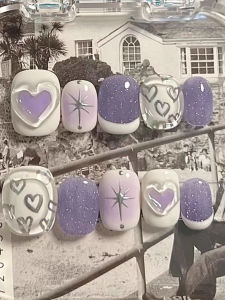 Mã Nails Thủ Công Ngắn Phong Cách Ngọt Ngào Mát Mẻ Hình Trái Tim Mềm Mại Bộ Dụng Cụ Làm Đẹp Móng Tay