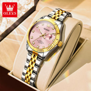 OLEVS | OLEVS 3705 Elegance Women Brand Quartz Movement Watch Sparkling Zirconia Calendar Window Stainless Steel Strap Luminous Watch