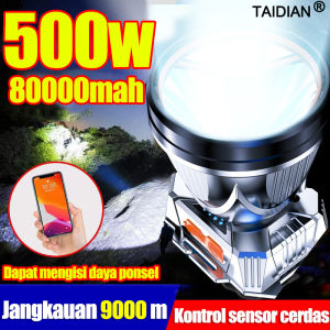 Cahaya tampak 500000kmTAIDI SENTER KEPALA LED 800w Baterai bertahan 999jam 880000mah Daya seluler dapat mengisi daya ponsel tahan air Eksplosif Menampilkan level baterai pengisian cepat Senter Kepala super terang Lampu Depan LED Luar Ruangan Senter Berkem