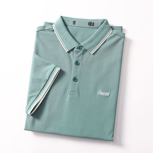 Áo Thun Polo Nam Tay Ngắn Chất Liệu Cotton Thêu Hạt Cườm Thoáng Khí Thoải Mái Mùa Hè Màu Trơn Cổ Polo Tay Ngắn