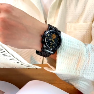 OLEVS Jam Tangan Pria Original 2859 Anti Air Luminous Analog Chronograph Stainless Steel Watch Men