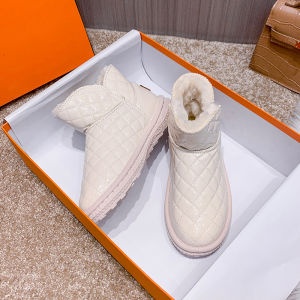 Giày Bốt Đi Tuyết Nữ Mùa Đông 2025 Giày Bốt Ngắn Lót Lông Cừu Dày Ấm Áp Đế Dày Chống Trượt Giày Bốt Một Bước Giày Đế Xuồng