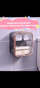Toilet waterproof double-layer tissue box household high-end non perforated roll paper holder wall mounted
