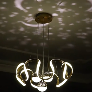 LED Modern Luxury Chandelier Projection Three Color Changing Light Adjustable Star Projection Pendant Lights for Living Room Dining Room Bedroom Ceiling Lights Decorative Lighting