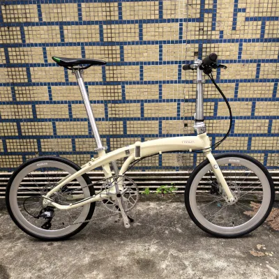 Fnhon Dolphin Frame Folding Bike LDG2018 Disc Brake Shimano Gear Upgrade Oil Brake Apricot Grey Traveler Casual Riding Bicycle
